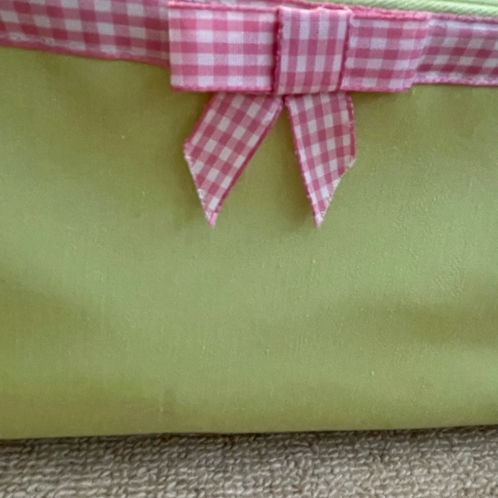 Lulu Mango Lime Shoulder Bag with Pink Gingham Trim